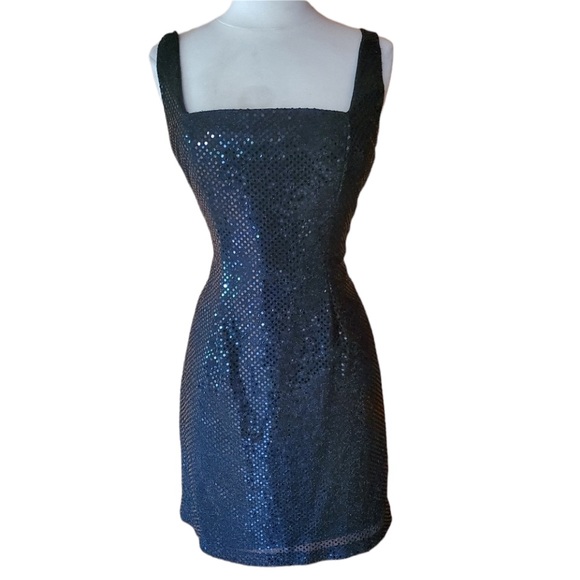 Vintage Betsy & Adam Black‎ Sequin Cocktail Dress - Picture 1 of 6